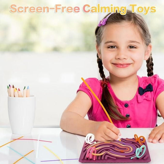 Montessori Sensory Activity Board™ – Double-Sided Silicone Fidget Toy with Strings for Kids (3+) & Adults