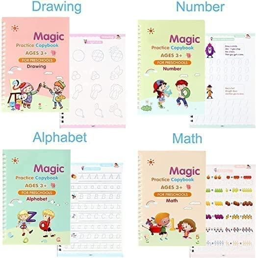 Magic Reusable Tracing Books™ Kit — With 1 Pen, 10 Refills, 1 ergonomic pen grip (Tripod-Grip Trainer)