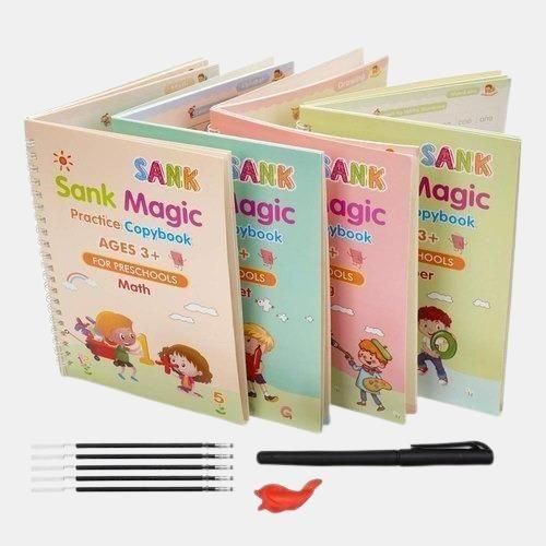 Magic Reusable Tracing Books™ Kit — With 1 Pen, 10 Refills, 1 ergonomic pen grip (Tripod-Grip Trainer)