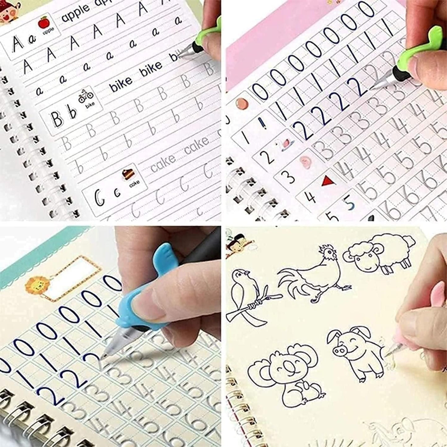 Magic Reusable Tracing Books™ Kit — With 1 Pen, 10 Refills, 1 ergonomic pen grip (Tripod-Grip Trainer)