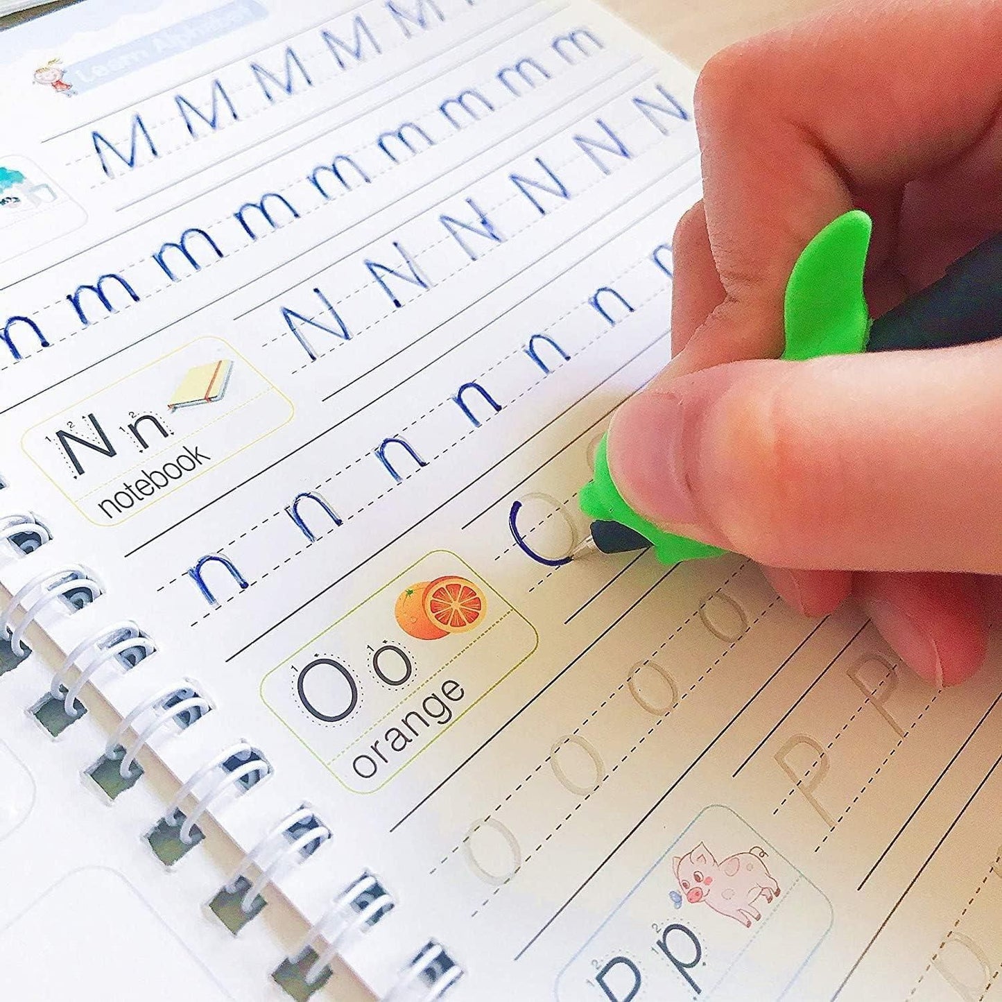 Magic Reusable Tracing Books™ Kit — With 1 Pen, 10 Refills, 1 ergonomic pen grip (Tripod-Grip Trainer)