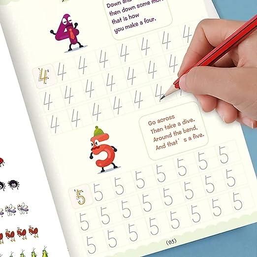Magic Reusable Tracing Books™ Kit — With 1 Pen, 10 Refills, 1 ergonomic pen grip (Tripod-Grip Trainer)