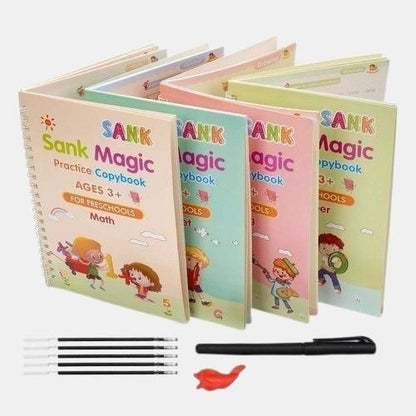 Magic Reusable Tracing Books™ Kit — With 1 Pen, 10 Refills, 1 ergonomic pen grip (Tripod-Grip Trainer)