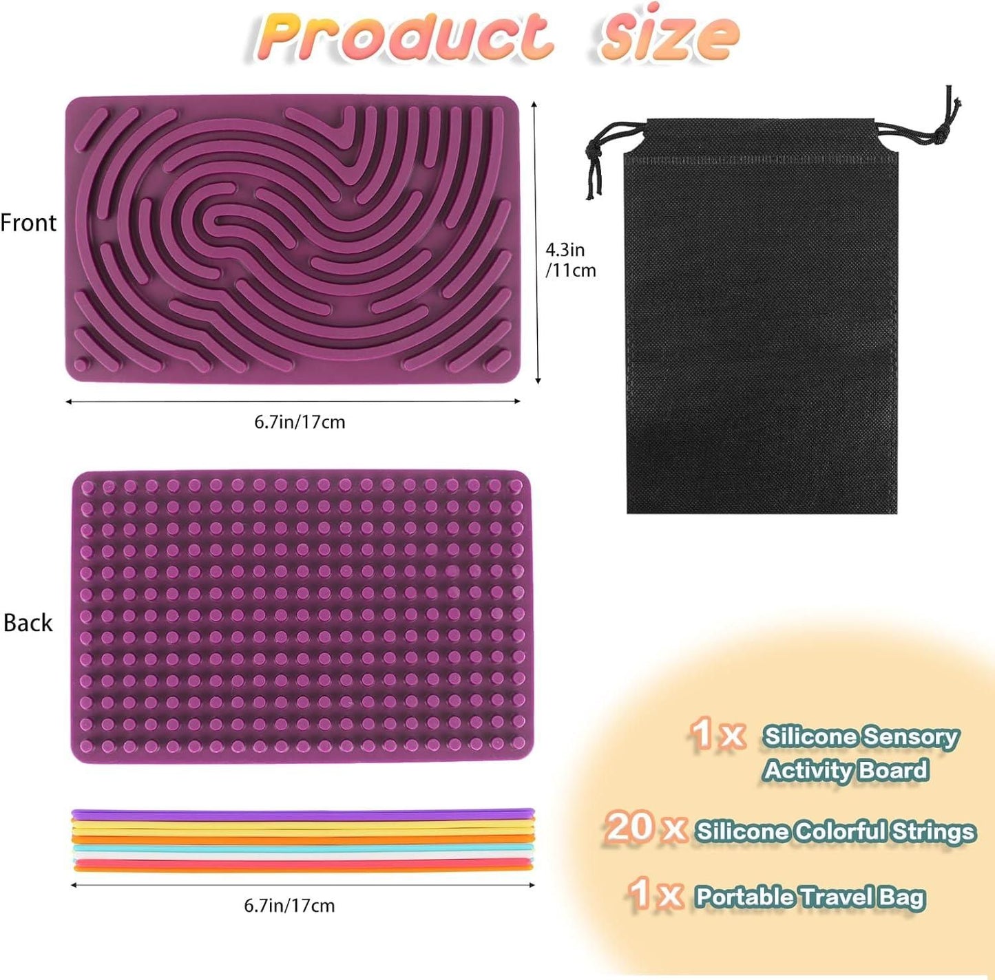 Montessori Sensory Activity Board™ – Double-Sided Silicone Fidget Toy with Strings for Kids (3+) & Adults