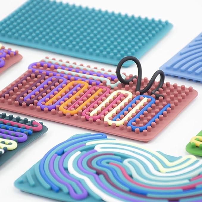 Montessori Sensory Activity Board™ – Double-Sided Silicone Fidget Toy with Strings for Kids (3+) & Adults