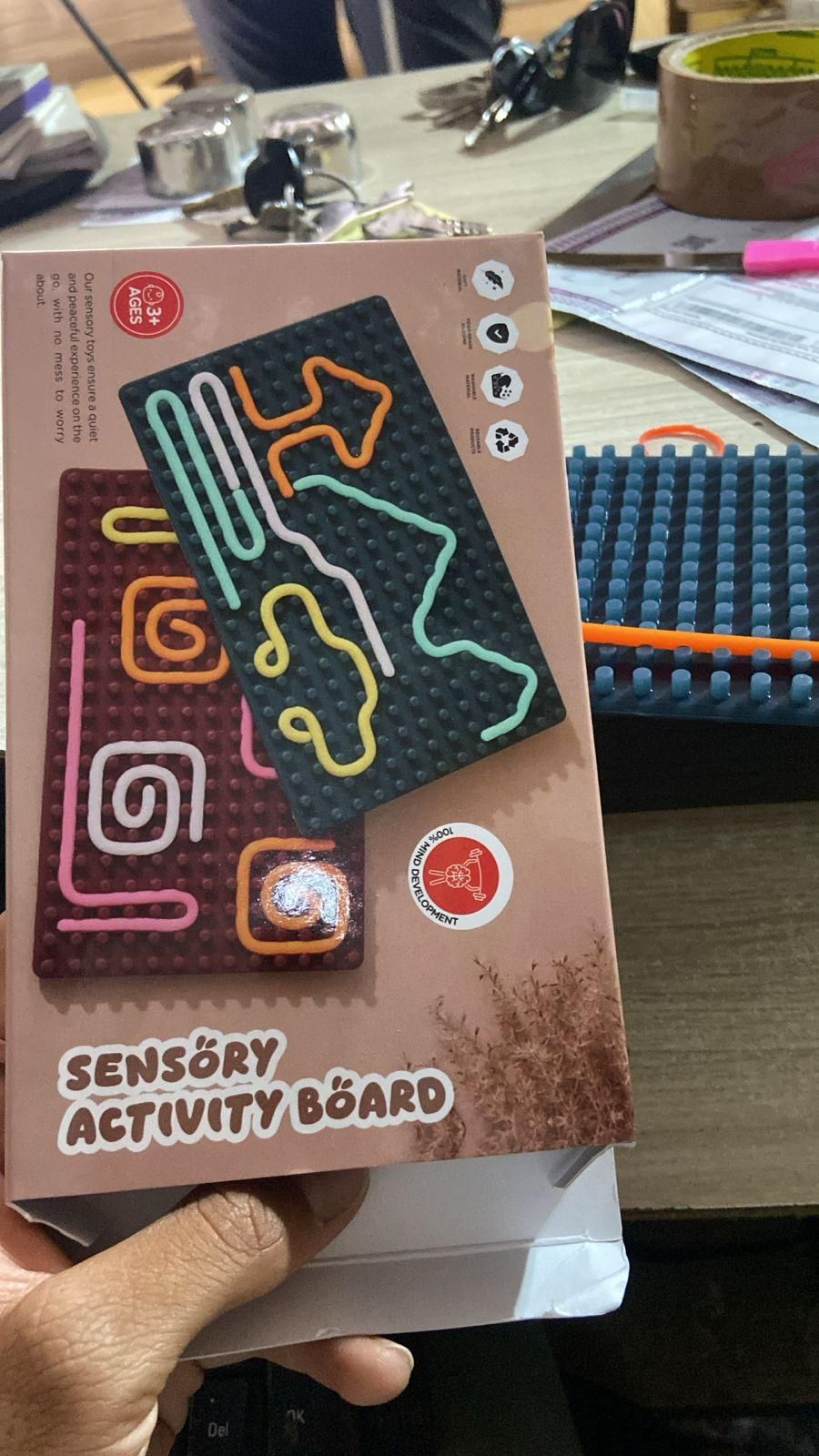 Montessori Sensory Activity Board™ – Double-Sided Silicone Fidget Toy with Strings for Kids (3+) & Adults